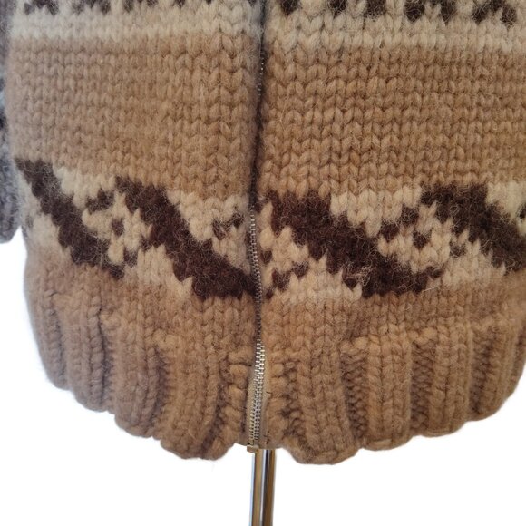 Vintage Women's Hand Knit Wool Cowichan Style Full Zip Cardigan Sweater S/Med - Picture 3 of 5